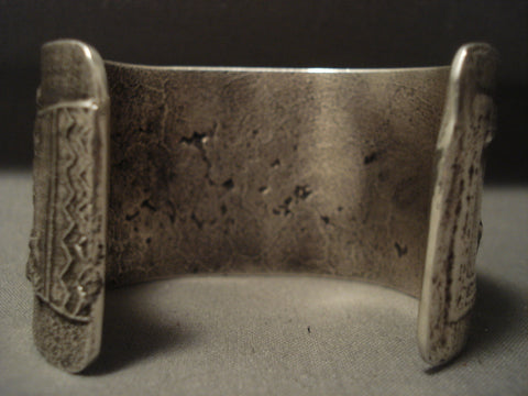 Advanced Technique Vintage Navajo 'Yeibichai' Silver Bracelet