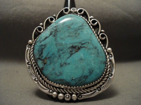 Huge Big Gigantic Vintage Navajo Spider Turquoise Silver Ring