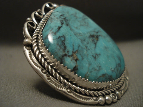 Huge Big Gigantic Vintage Navajo Spider Turquoise Silver Ring