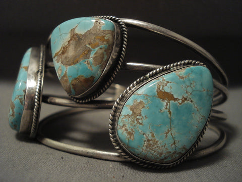 Museum Vintage Navajo 'Huge Chunk #8 Turquoise' Silver Bracelet