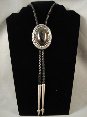 Museum Vintage Navajo Chee Family Japser Silver Bolo Tie