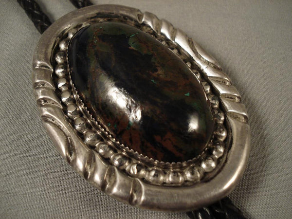 Museum Vintage Navajo Chee Family Japser Silver Bolo Tie