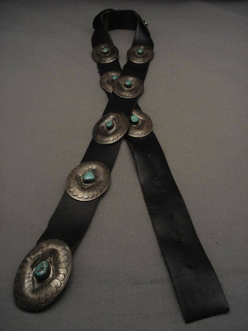 Museum Vintage Navajo Hand Wrought Silver Turquoise Concho Belt