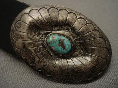 Museum Vintage Navajo Hand Wrought Silver Turquoise Concho Belt