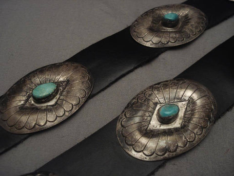 Museum Vintage Navajo Hand Wrought Silver Turquoise Concho Belt