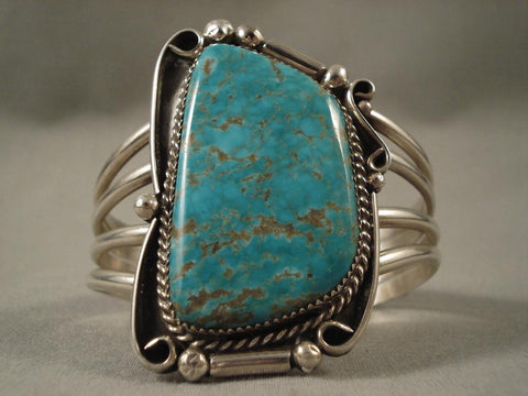 Huge Vintage Navajo #8 Turquoise Silver Bracelet