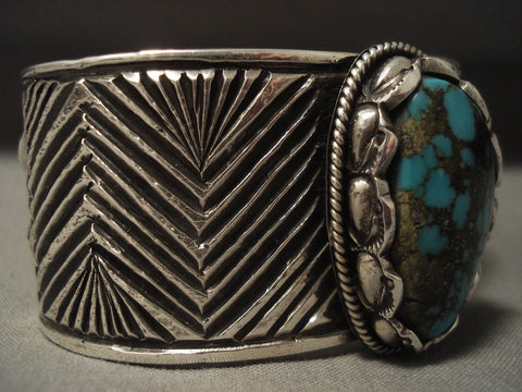 Museum 'Advanced Silver Work' Zig Zag Natural Turquoise Silver Bracelet