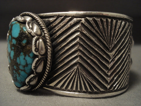 Museum 'Advanced Silver Work' Zig Zag Natural Turquoise Silver Bracelet