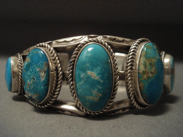 Early Deposit Vintage Navajo Pilot Mountain Turquoise Silver Bracelet