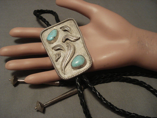 Museum Vintage Navajo Natural Carlin Turquoise Silver Bolo Tie