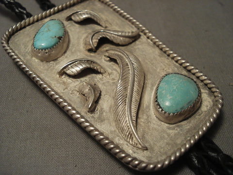 Museum Vintage Navajo Natural Carlin Turquoise Silver Bolo Tie