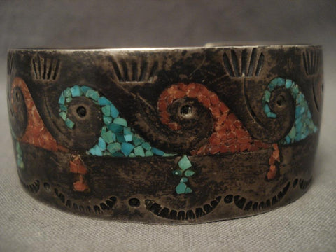 One Of The Best Vintage Singer Family Wave Turquoise Silver Bracelet