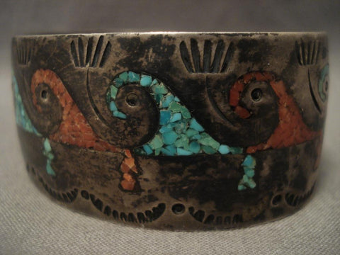 One Of The Best Vintage Singer Family Wave Turquoise Silver Bracelet