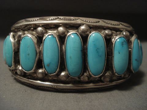 Museum Natural Turquoise Vintage Navajo Silver Bracelet