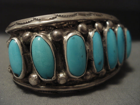 Museum Natural Turquoise Vintage Navajo Silver Bracelet