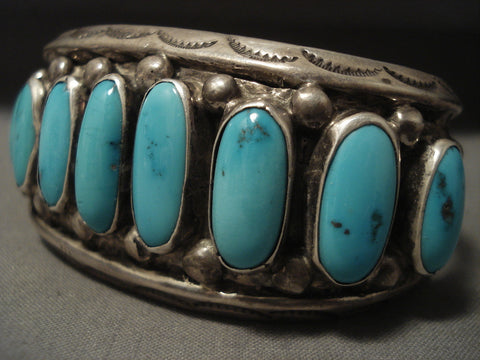 Museum Natural Turquoise Vintage Navajo Silver Bracelet