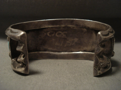 Museum Natural Turquoise Vintage Navajo Silver Bracelet
