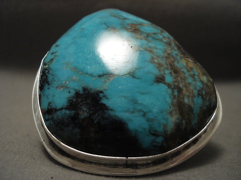 One Of The Largest Vintage Navajo Turquoise Silver Ring