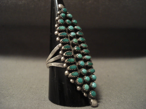 Very Rare Vintage Zuni 'Cerrillos Turquoise' Early Silver Ring