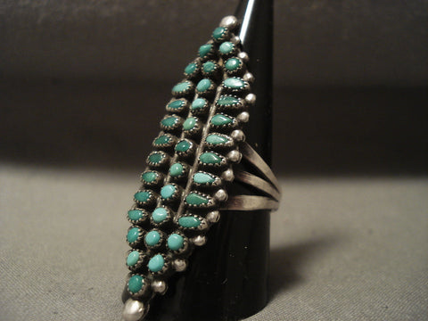 Very Rare Vintage Zuni 'Cerrillos Turquoise' Early Silver Ring