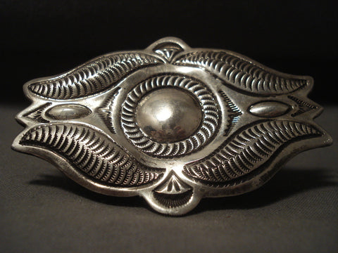 Huge Vintage Navajo Hand Hammered Silver Pin