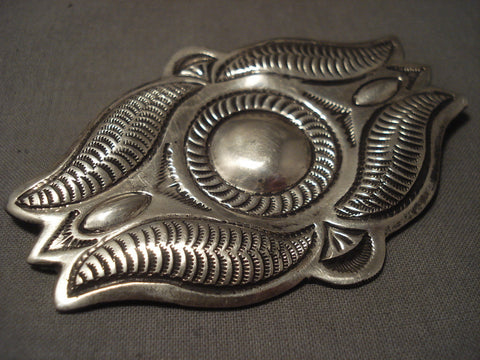 Huge Vintage Navajo Hand Hammered Silver Pin