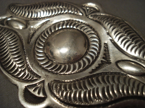 Huge Vintage Navajo Hand Hammered Silver Pin