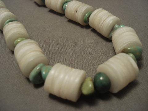 Some Of The Bigget Heishi Vintage Santo Domingo/ Navajo Green Turquoise Necklace