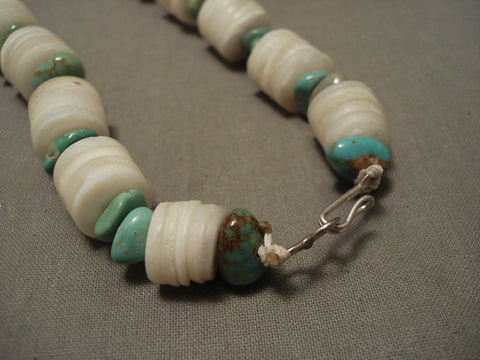 Some Of The Bigget Heishi Vintage Santo Domingo/ Navajo Green Turquoise Necklace