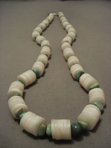 Some Of The Bigget Heishi Vintage Santo Domingo/ Navajo Green Turquoise Necklace