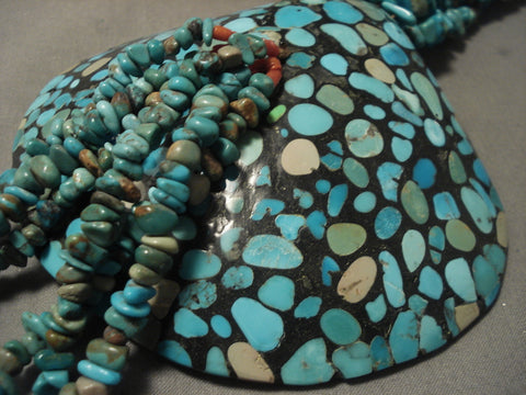 The Biggest And Best Vintage Navajo Shell Turquoise Necklace