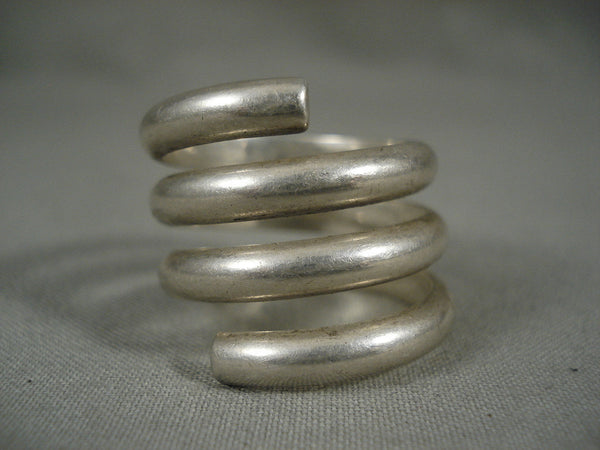 Advanced Silver Work Vintage Navajo Swirl Ring Old