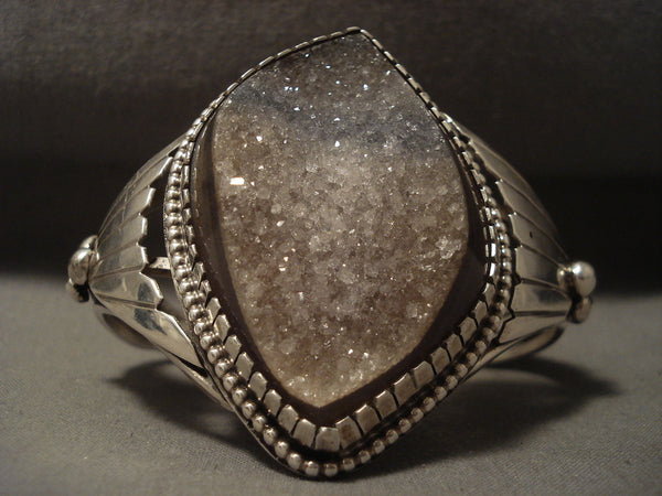 Gigantic Vintage Navajo 'Geode Energy' Silver Bracelet