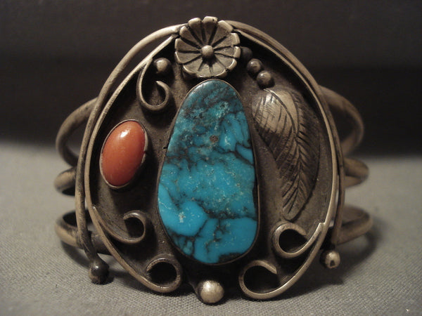 Museum Vintage Navajo Blue Diamond Turquoise Silver Bracelet