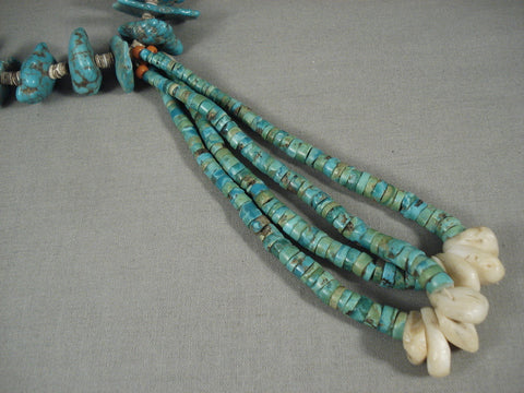 Earlier 1900's Vintage Navajo Turquoise Necklace Old