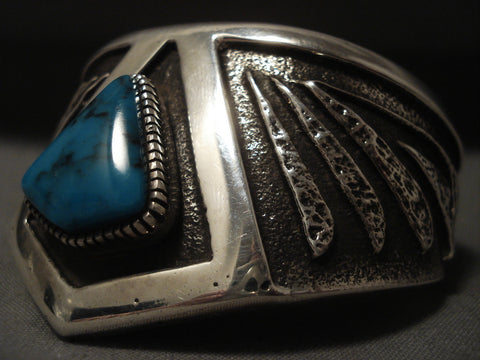 134 Gram Vintage Navajo 'Crown' Turquoise Silver Bracelet