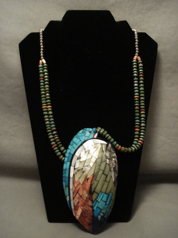 The Best Zuni Inlaid Turquoise Coral Silver Necklace