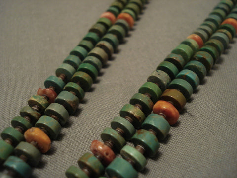 The Best Zuni Inlaid Turquoise Coral Silver Necklace