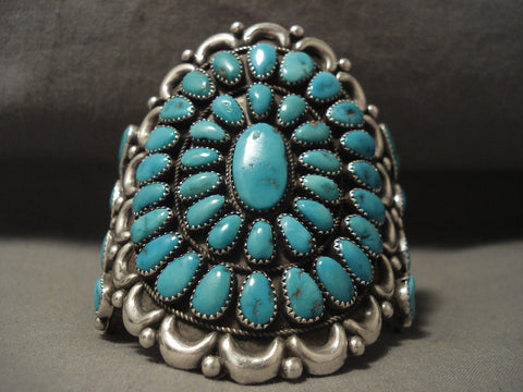 Towering Vintage Navajo Turquoise Silver Bracelet