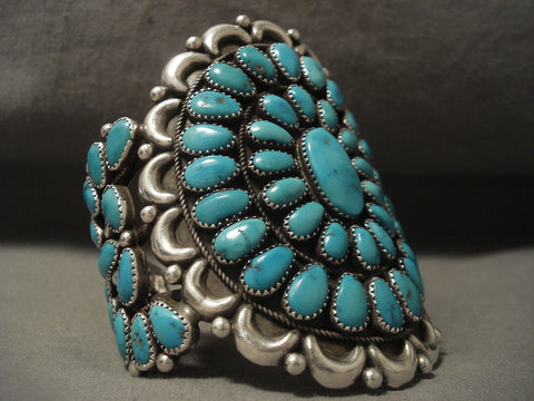 Towering Vintage Navajo Turquoise Silver Bracelet