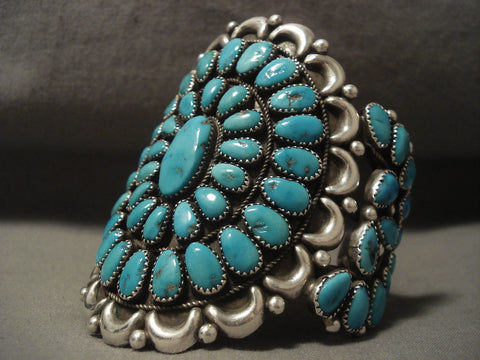 Towering Vintage Navajo Turquoise Silver Bracelet