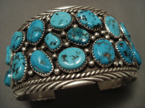 Striking Nastacio Vintage Navajo Turquoise Silver Bracelet