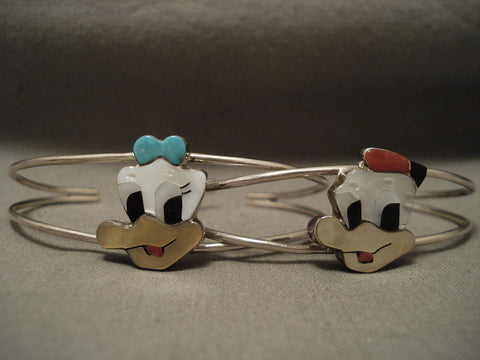 Cute Aemely Detailed Vintage Zuni/ Navajo Duck Silver Bracelet