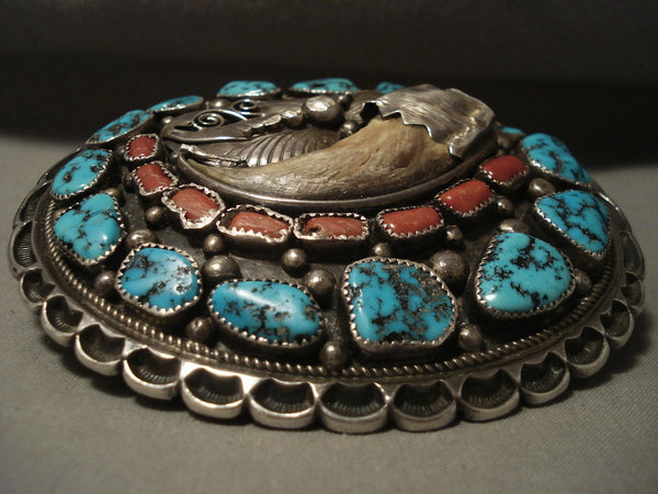 Enormous Vintage Navajo Turquoise Silver Buckle