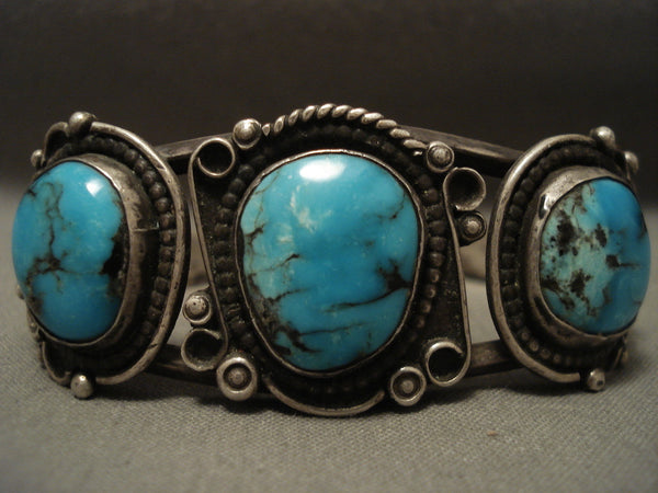 Superior Vintage Navajo Bisbee Turquoise Silver Bracelet