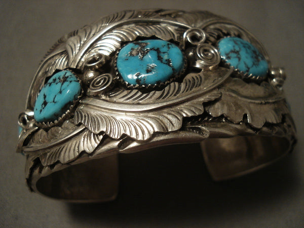 Important Vintage Navajo Al Chee Turquoise Silver Bracelet
