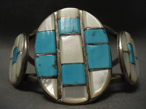 Museum Old Navajo checkerboard Turquoise Bracelet