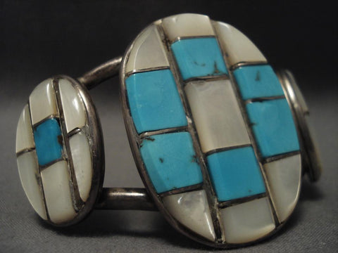 Museum Old Navajo checkerboard Turquoise Bracelet