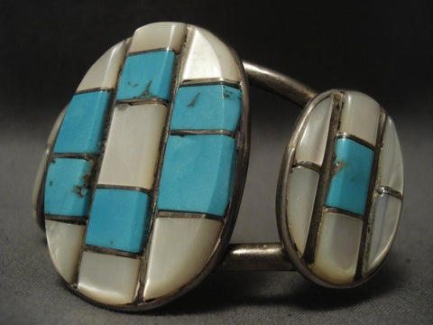 Museum Old Navajo checkerboard Turquoise Bracelet