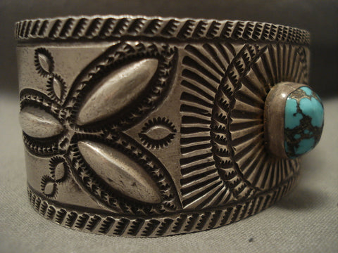Intense And Incredibly Detailed Navajo Spiderweb Turquoise Silver Bracelet